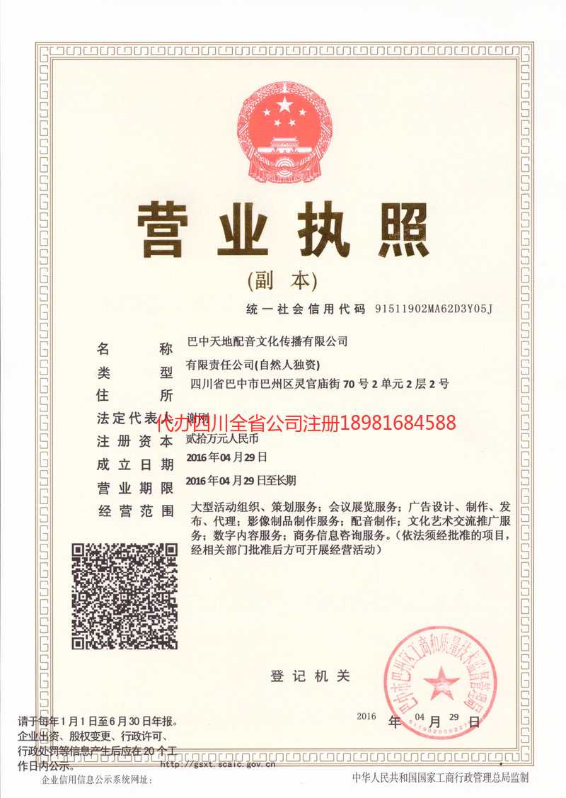 高安高安天地配音文化传播有限公司